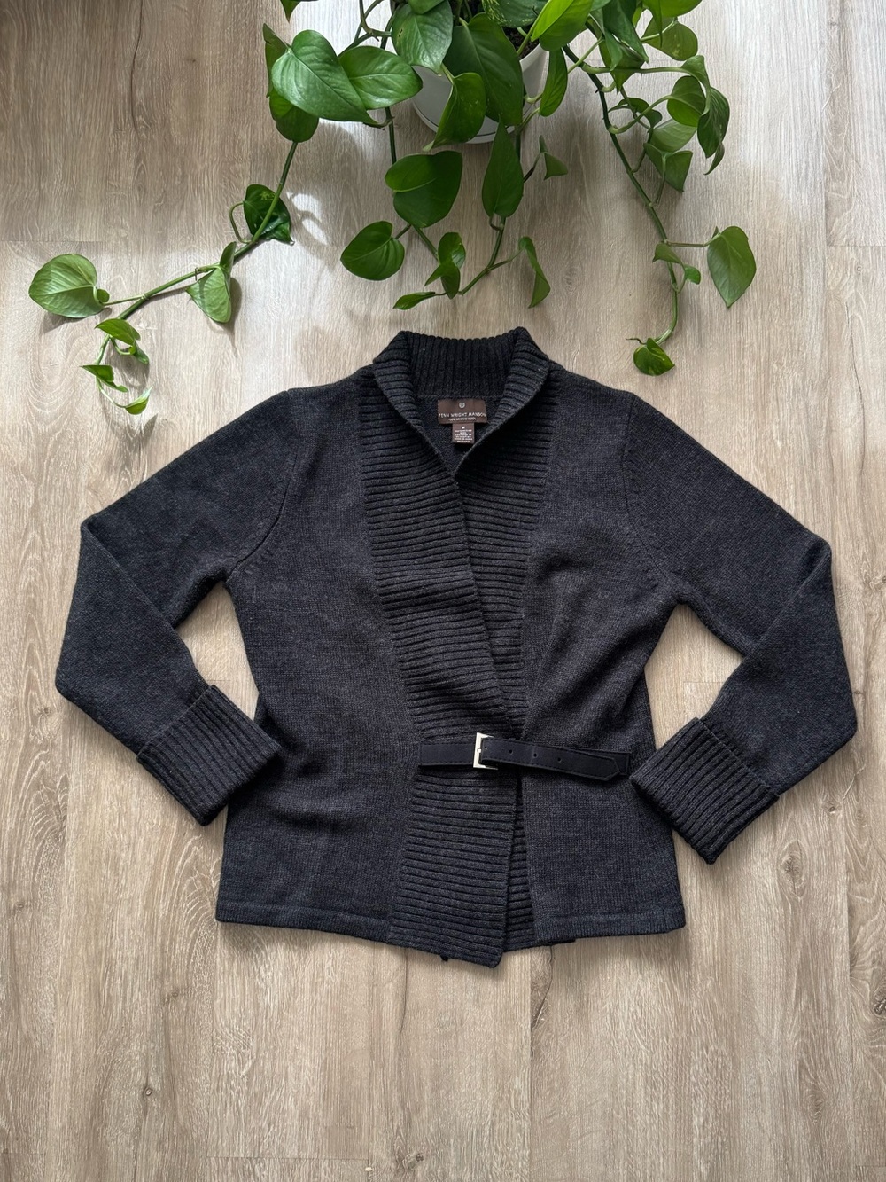 Fen Wright Mason Gray 100% Wool Cardigan Sweater